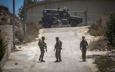IDF soldiers operate in the village of Tell, near the West Bank city of Nablus, July 25, 2026. (Nasser Ishtayeh/Flash90) IDF soldiers operate in the village of Tell, near the West Bank city of Nablus, July 25, 2026. (Nasser Ishtayeh/Flash90)