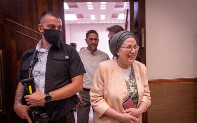 Settlements Minister Orit Strock at the Religious Zionism primary vote, Jerusalem, July 26, 2026. (Yonatan Sindel/FLASH90)