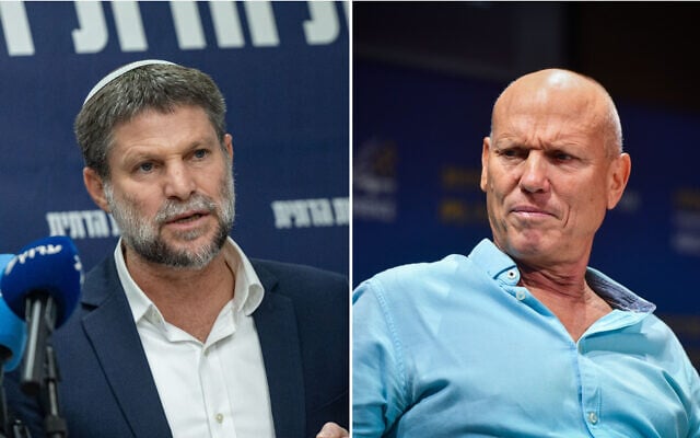 L-R Finance Minister Bezalel Smotrich in Jerusalem, June 15, 2026 (Yonatan Sindel/Flash90) and Nitzan Alon at the Herzliya Conference at the Reichman University, July 1, 2026 (Avshalom Sassoni/Flash90) L-R Finance Minister Bezalel Smotrich in Jerusalem, June 15, 2026 (Yonatan Sindel/Flash90) and Nitzan Alon at the Herzliya Conference at the Reichman University, July 1, 2026 (Avshalom Sassoni/Flash90)