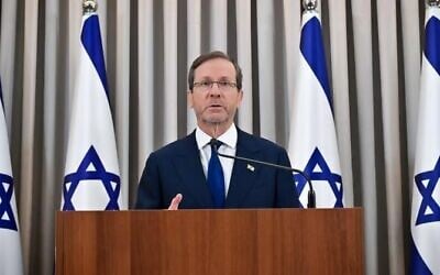 In an address to the nation, President Isaac Herzog warns against violence surrounding the upcoming elections, July 21, 2026. (Kobi Gideon / GPO) In an address to the nation, President Isaac Herzog warns against violence surrounding the upcoming elections, July 21, 2026. (Kobi Gideon / GPO)