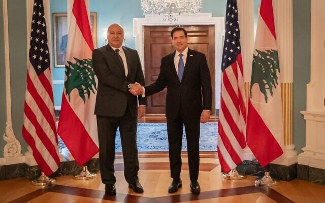 US Secretary of State Marco Rubio (R) meets with Lebanon's President Joseph Aoun at the State Department in Washington, DC, July 19, 2026. (Secretary Marco Rubio/X)