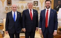 Prime Minister Benjamin Netanyahu (left), US President Donald Trump, and Vice President JD Vance (right) meet in the Oval Office on July 28, 2026. (GPO)