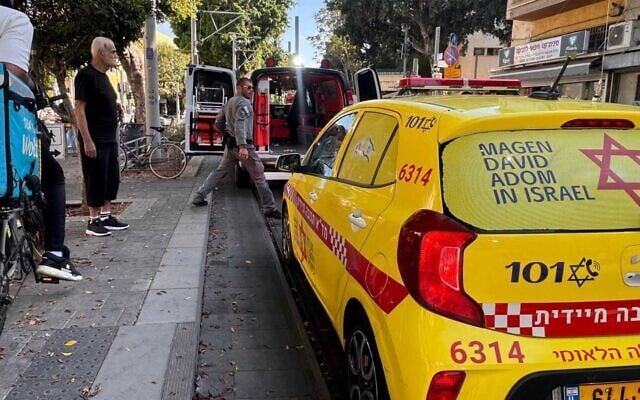 Medics at the scene of a shooting in Jaffa, July 11, 2026. (Magen David Adom)