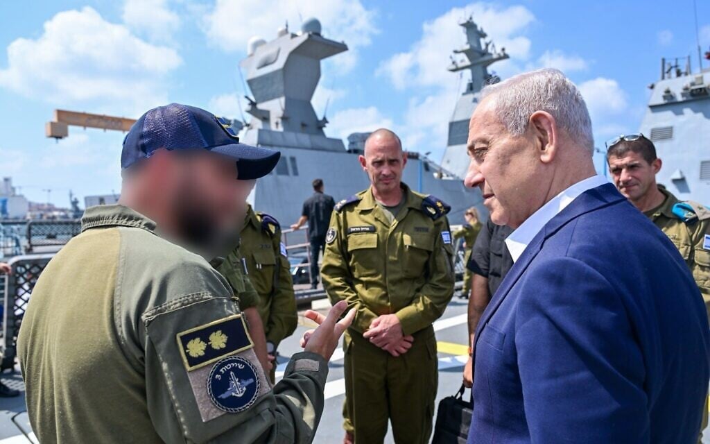 Prime Minister Benjamin Netanyahu visits a naval base in Haifa on July 7, 2026. (Kobi Gideon/GPO) Prime Minister Benjamin Netanyahu visits a naval base in Haifa on July 7, 2026. (Kobi Gideon/GPO)