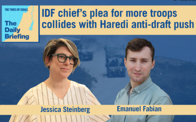 Military correspondent Emanuel Fabian appears on the Daily Briefing podcast with host Jessica Steinberg (AP Photo/Ariel Schalit)