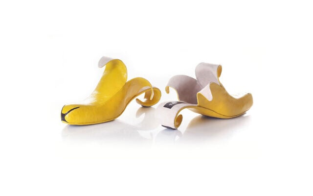 Designer Kobi Levi's banana peel shoe is part the Israel Museum Youth Wing exhibit 'Shoe Stories,' which opened June 30, 2026 (Courtesy) Designer Kobi Levi's banana peel shoe is part the Israel Museum Youth Wing exhibit 'Shoe Stories,' which opened June 30, 2026 (Courtesy)