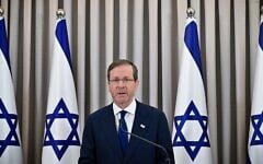 In an address to the nation, President Isaac Herzog warns against violence surrounding the upcoming elections, July 21, 2026. (Kobi Gideon / GPO)