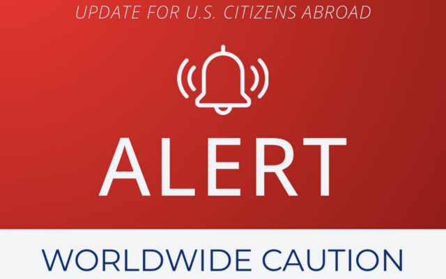 A worldwide caution alert issued by the US State Department in light of fighting between the US and Iran, on July 18, 2026. (Screenshot via X)