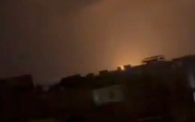 A still image taken from footage purporting to show US airstrikes over Iran's Qeshm Island, on July 19, 2026. (Screenshot via X, used in accordance with Clause 27a of the Copyright Law)