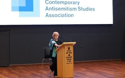 Former US Special Envoy to Monitor and Combat Antisemitism Deborah Lipstadt addresses attendees at the Contemporary Antisemitism conference in Haifa, July 7, 2026 (Yaniv Kopple) Former US Special Envoy to Monitor and Combat Antisemitism Deborah Lipstadt addresses attendees at the Contemporary Antisemitism conference in Haifa, July 7, 2026 (Yaniv Kopple)