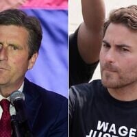 Left: US Rep. Greg Stanton speaks during an election-night watch party on November 5, 2024, in Phoenix. (AP Photo/Ross D. Franklin); Right: Kai Newkirk blocks traffic during a “Freedom Friday March” protest at Ronald Reagan Washington National Airport, August 6, 2021, Arlington, Virginia. (Alex Wong/Getty Images)