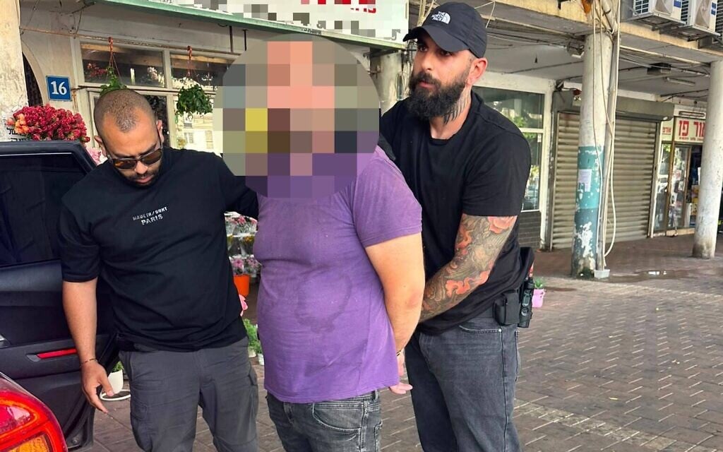Police arrest a man on suspicion of fatally stabbing Rabbi Amos Guetta in Netanya on July 1, 2026. (Israel Police)