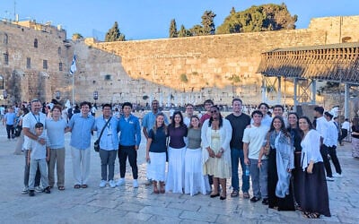 UCLA students visit the Western Wall in Jerusalem on a Maccabee Task Force trip to Israel, July 2026. (UCLA Hillel) UCLA students visit the Western Wall in Jerusalem on a Maccabee Task Force trip to Israel, July 2026. (UCLA Hillel)