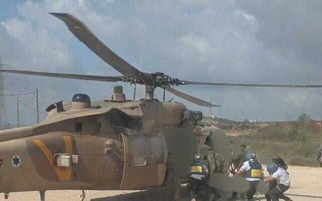 A wounded person is evacuated by IDF helicopter after a shooting incident in the West Bank on  on July 24, 2026 (Magen David Adom)