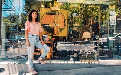 Batya 'Betty' Ezri stands in front of Batya Vintage House on Shlomzion HaMalka, 2026. (Gabi Nissan)