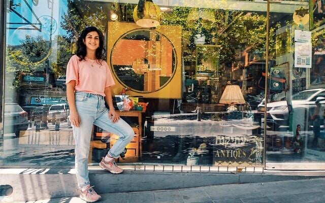 Batya 'Betty' Ezri stands in front of Batya Vintage House on Shlomzion HaMalka, 2026. (Gabi Nissan)