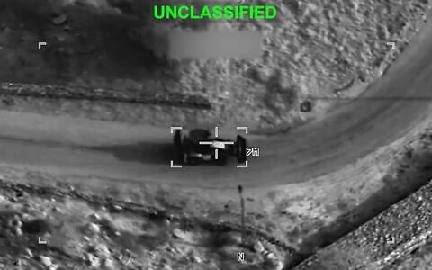 Video footage shared by US Central Command on July 23, 2026 shows a vehicle being targeted in Iran. (US Central Command video, screenshot via X)