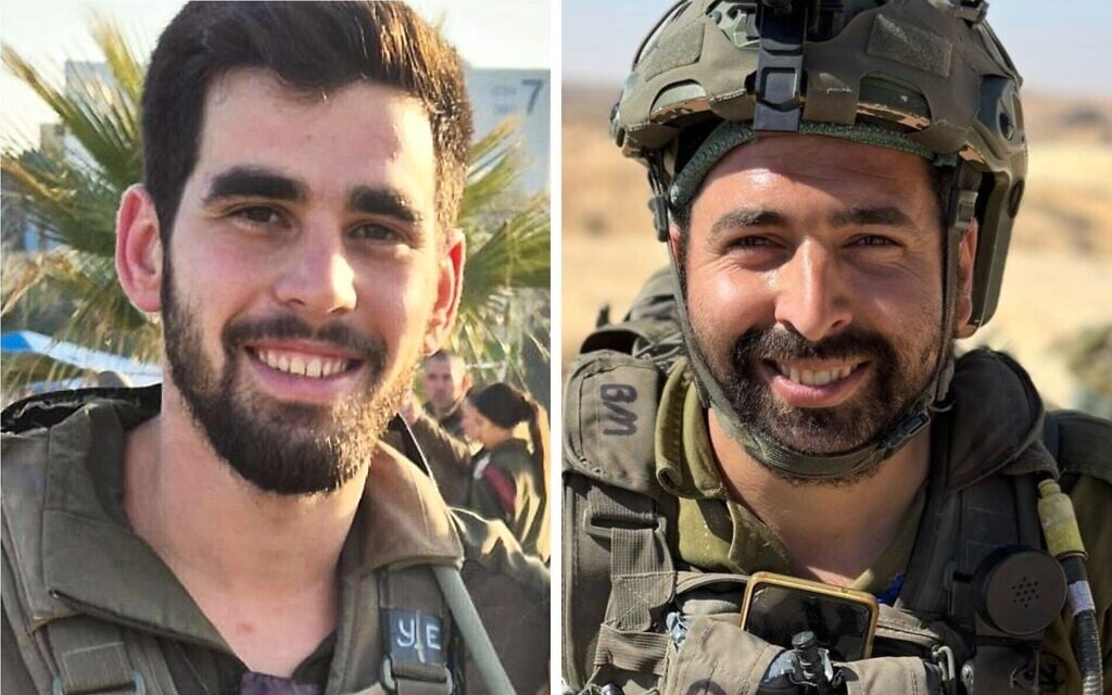 Maj. Yuval Ezra, 27, and Cpt. (res.) Benayahu Mellet, 32, who were killed in a West Bank gunfight on July 24, 2026. (Courtesy)