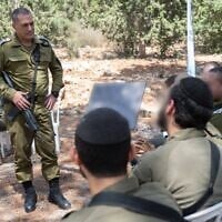 IDF Chief of Staff Lt. Gen. Eyal Zamir speaks to Haredi officers in the Hasmonean Brigade, on the Lebanon border, July 29, 2026. (Israel Defense Forces)