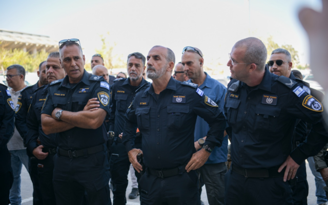 Israel Police chief Danny Levy accompanies officers during the first day of a sweeping police operation in Bedouin towns in southern Israel, meant to crack down on organized crime in the region, on July 29, 2026. (Israel Police)
