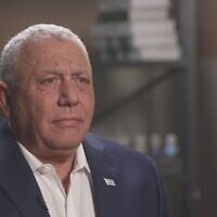 Yashar leader Gadi Eisenkot, interviewed on Channel 12 news, July 15, 2026. (Channel 12 screenshot)