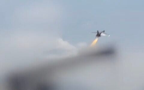Screenshot from an Iran Islamic Revolutionary Guard Corps video apparently showing the launch of drones on July 12, 2026 (Fars news agency)