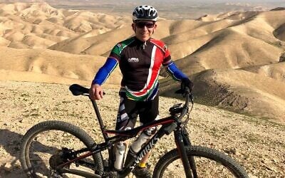 Meir Charash on one of his bike rides, 2020 (Courtesy)