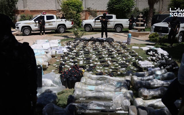 Weapons destined for Hezbollah in Lebanon that were captured by Syrian authorities, July 16, 2026. (SANA)