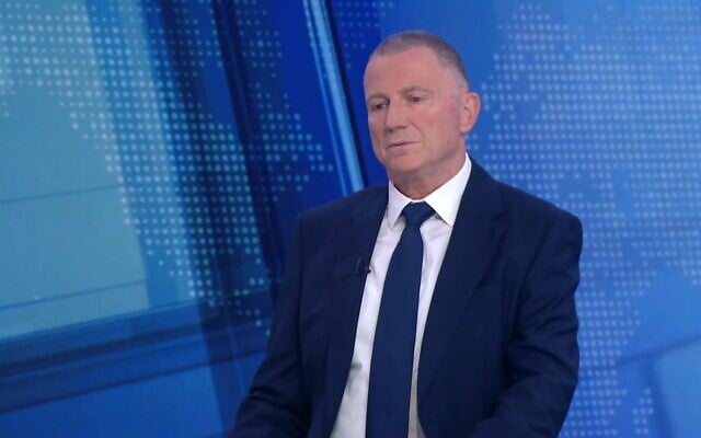 MK Yuli Edelstein appears on Channel 12's 'Meet the Press,' in a clip posted to X by the TV network on July 3, 2026. (Screenshot)