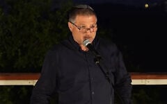 Shin Bet chief David Zini gives a speech on July 7, 2026 (Screengrab)