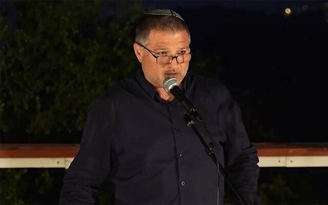 Shin Bet chief David Zini gives a speech on July 7, 2026 (Screengrab)