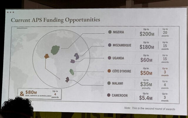 A screen shows a US government map of Africa with mislabeled countries during a State Department presentation at a global conference in Rio de Janeiro, Brazil, July 26, 2026, in this picture obtained by REUTERS