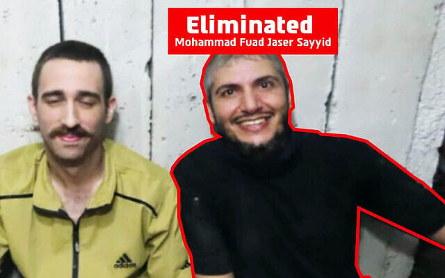 Hamas terrorist Muhammad Fuad Gasser Sayid is seen with hostage Avinatan Or in captivity in the Gaza Strip during the war, in an image released by the IDF on April 12, 2026, showing him to have been eliminated. (Israel Defense Forces) Hamas terrorist Muhammad Fuad Gasser Sayid is seen with hostage Avinatan Or in captivity in the Gaza Strip during the war, in an image released by the IDF on April 12, 2026, showing him to have been eliminated. (Israel Defense Forces)