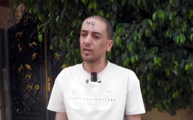 A Palestinian marked by IDF soldiers during a raid of the northern West Bank village of Qabatiya on August 17, 2026. (Screen capture/X) A Palestinian marked by IDF soldiers during a raid of the northern West Bank village of Qabatiya on August 17, 2026. (Screen capture/X)