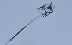 A kite, apparently flown from the Gaza Strip, seen flying over Kibbutz Nahal Oz, August 22, 2026. (Social media, used in accordance with Clause 27a of the Copyright Law)