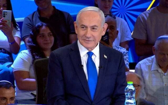 Prime Minister Benjamin Netanyahu speaks on Channel 14’s 'The Patriots' program, August 30, 2026 (Channel 14 screenshot)