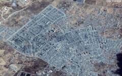 This handout satellite image courtesy of Vantor, shows a view of the destruction in Rafah in the southern Gaza Strip on October 10, 2025. (Satellite image ©2025 Vantor/AFP)