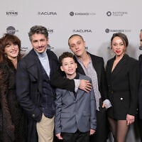 (L-R) Neta Orbach, Mor Dimri, Moshe Rosenthal, Yair Mazor, Ido Tako, Keren Tzur and Assi Cohen attend the 'Tell Me Everything' Premiere during the 2026 Sundance Film Festival at The Ray Theatre on January 25, 2026 in Park City, Utah. (Neilson Barnard/Getty Images/AFP)