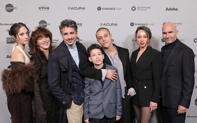 (L-R) Neta Orbach, Mor Dimri, Moshe Rosenthal, Yair Mazor, Ido Tako, Keren Tzur and Assi Cohen attend the 'Tell Me Everything' Premiere during the 2026 Sundance Film Festival at The Ray Theatre on January 25, 2026 in Park City, Utah. (Neilson Barnard/Getty Images/AFP)