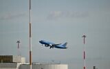 The plane carrying Pope Leo XIV heading to Madrid takes off at Rome’s Fiumicino airport, on June 6, 2026. (Alberto PIZZOLI/AFP)