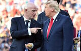 FIFA President Gianni Infantino speaks with US President Donald Trump during the presentation ceremony of the 2026 World Cup football tournament final match between Spain and Argentina at the New York/New Jersey Stadium in East Rutherford on July 19, 2026. (Mandel NGAN/AFP)