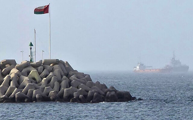 Vessels transiting through the Gulf of Oman are pictured off the coast of Muscat on July 25, 2026. (AFP)