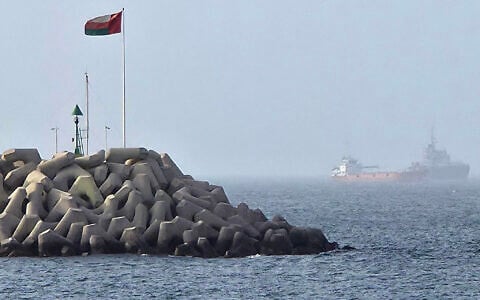 Vessels transiting through the Gulf of Oman are pictured off the coast of Muscat on July 25, 2026. (AFP)