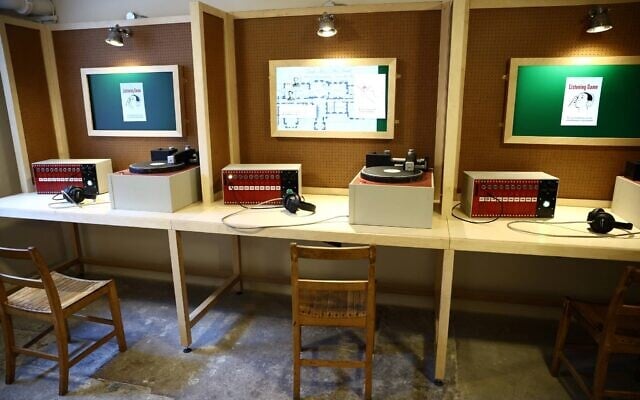 The playback room where disks from the M room were listened to is pictured at the new Trent Park Museum, after its recent opening in Enfield, north London, on July 29, 2026. (Henry NICHOLLS/AFP)