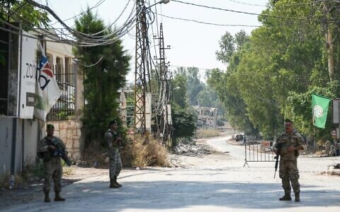A Lebanese Army checkpoint is placed along the road that leads to the southern Lebanese village of Nabatieh al-Fawqa, on August 15, 2026. (Abbas FAKIH/AFP)