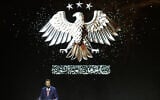 Syria’s President Ahmed al-Sharaa speaks during the inauguration ceremony of the 63rd edition of the Damascus International Fair, in the capital Damascus on August 26, 2026. (Bakr ALkasem/AFP)