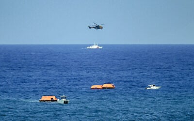 Turkish vessels, aircraft, and rescue rafts are pictured off the port of Kyrenia in the self-proclaimed Turkish Republic of Northern Cyprus (TRNC) in the north of the divided Mediterranean island of Cyprus on August 30, 2026 during search and rescue operations following a ferry capsizing. (Jewel SAMAD/AFP) Turkish vessels, aircraft, and rescue rafts are pictured off the port of Kyrenia in the self-proclaimed Turkish Republic of Northern Cyprus (TRNC) in the north of the divided Mediterranean island of Cyprus on August 30, 2026 during search and rescue operations following a ferry capsizing. (Jewel SAMAD/AFP)