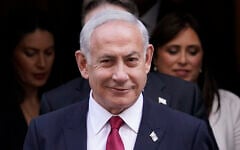 Prime Minister Benjamin Netanyahu leaves 10 Downing Street after a meeting with Britain’s Prime Minister Rishi Sunak in London, March 24, 2023. (AP Photo/Alberto Pezzali)