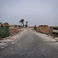 A Syrian army checkpoint stands abandoned near the Abu al-Duhur military airport, east of Idlib, after Syrian opposition fighters took control of the area on December 7, 2024. (AP/Omar Albam)