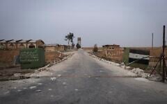A Syrian army checkpoint stands abandoned near the Abu al-Duhur military airport, east of Idlib, after Syrian opposition fighters took control of the area on December 7, 2024. (AP/Omar Albam)